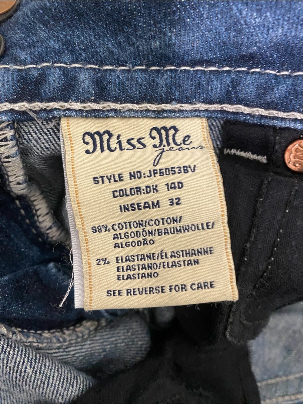 Miss Me Jeans Womens 27 Bootcut Embellished Rhinestone Flap Pocket Y2K Denim - Picture 5 of 11